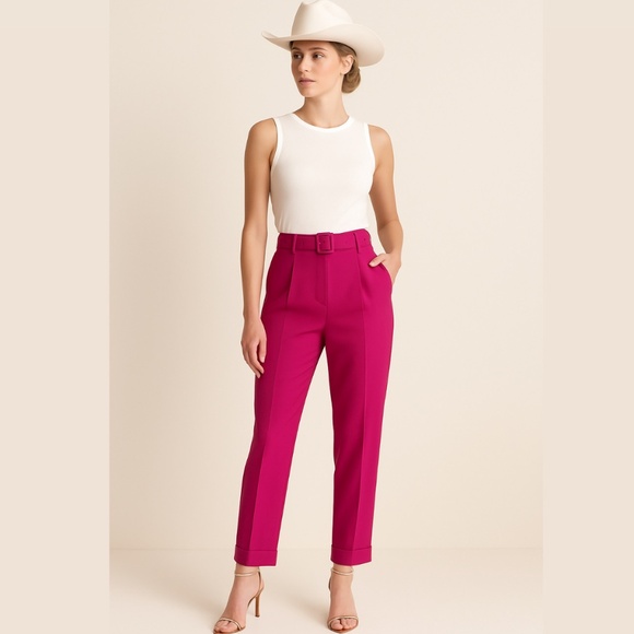 Brand New Chic LOFT The Devin Slim Ankle Pants Magenta/Fuchsia - Picture 1 of 5
